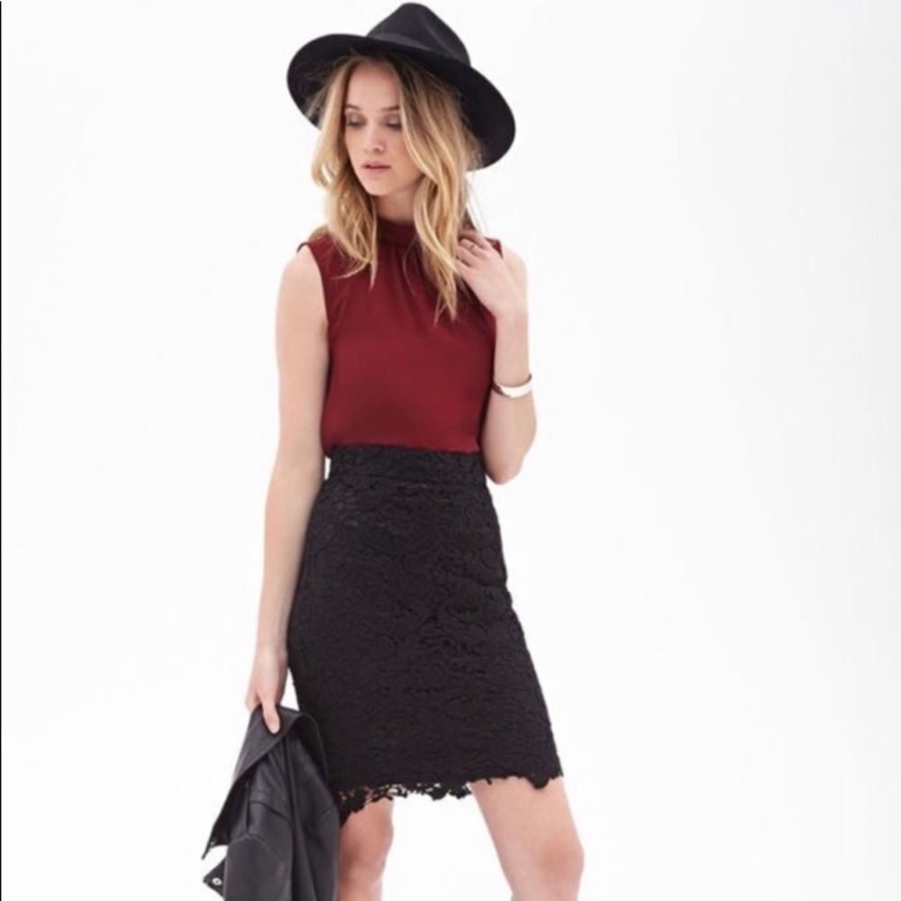 Forever 21 Black Mini Lace Skirt